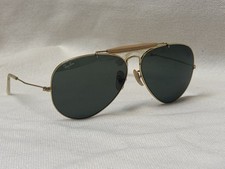 Vtg B L Ray Ban USA Aviator Outdoorsman Gold Frame Green Lens Sunglasses 62 14
