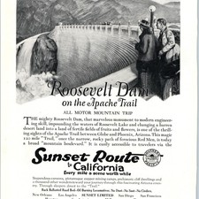 1923 Roosevelt Dam Apache Trail Sunset Route Southern Pacific Lines Print Ad CA