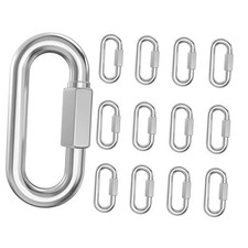  Made in USA Stainless Steel Chain Quick Links Locking Carabiners, Chain