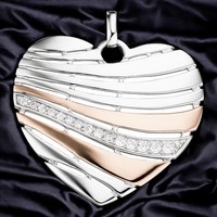 AnhäNger Herz 925 Silber Rotgold Vergoldet Bicolor Mit Zirkonia HerzanhäNger
