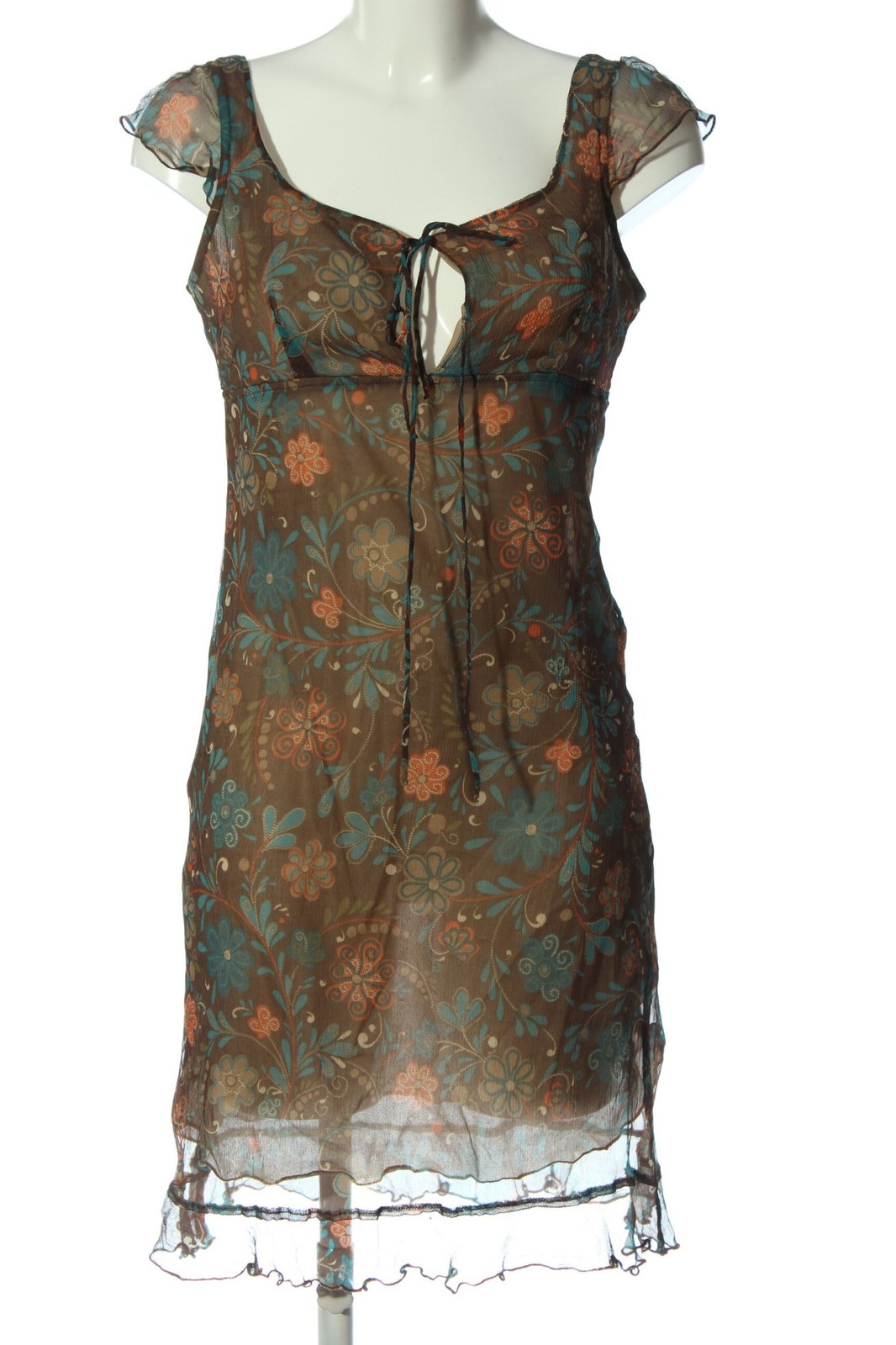 SASCH Sommerkleid Damen Kleid Gr. DE 38 braun-khaki-hellorange Elegant