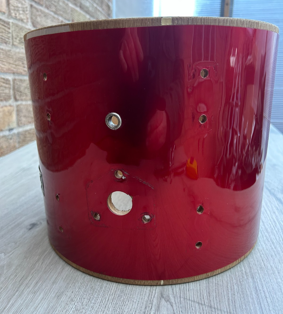 KESTREL 12'' x 10'' dRUM Tom 6-lug Shell Red / Bare Wood Project photo 6
