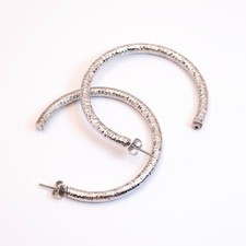 VTG 1980s Silver Handcrafted Heavy Hoop Earrings USA