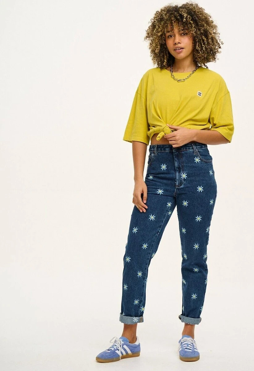 Lucy & Yak Embroidered Daisy-mae Dana Mom Jeans Long Size 28