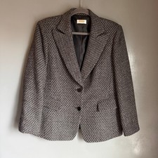 Vintage TALBOTS Women's Medium B W Boucle Blazer Lined Preppy Classic 90's Retro