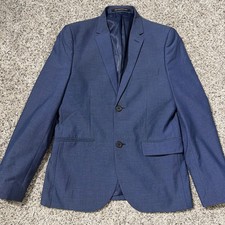 H M Mens Blazer Sport Coat Two Button Casual Jacket SLIM FIT BLUE
