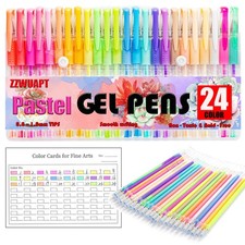 Pastel Gel Pens 72 Color Set 24 Pen 48 Refills 40 More Ink Adult Drawing Kit