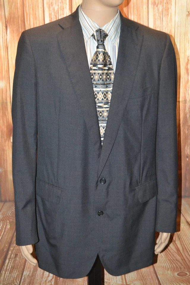 Holland & Sherry 男式 Savile Row London 羊毛炭黑色运动外套,尺寸 44L — 第 2/4 张图片