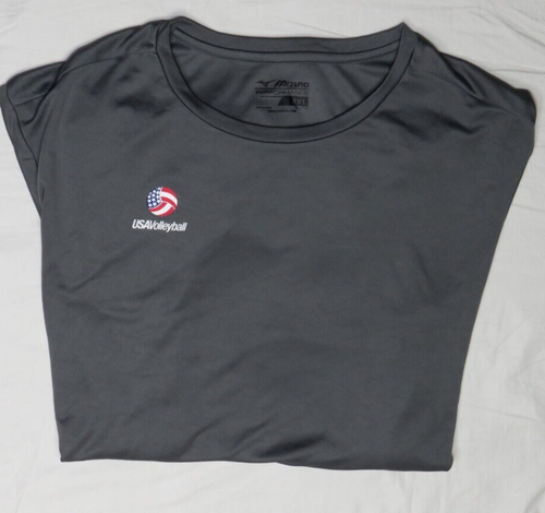MIZUNO USA VOLLEYBALL XXL GRAY CREW NECK PERFORMANCE LS TEE 530208 2022 new nwot - Picture 3 of 3