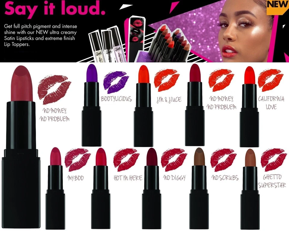 SLEEK MAKE UP Sleek Say It Loud Satin Smooth Lippenstift High Impact - AST FARBEN - SCHNELLER UK-VERSAND!!