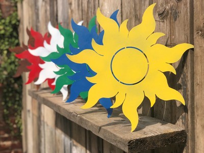 Rusted Rustic Coloured Metal Sun Garden Ornament Sign Plaque Home Rusted Rustic Coloured Metal Sun Garden