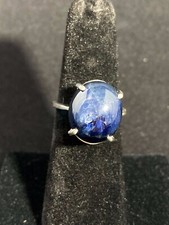 Wow, 13ctw Blue Sapphire Oval Cabochon Solid 925 Sterling Silver Ring