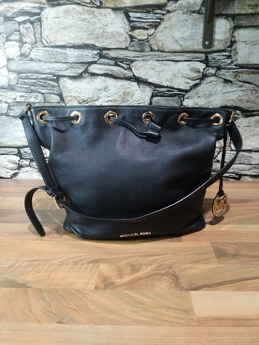 Michael Kors Black Leather Hand Bag Jet Set MK Model Michael Kors Black Leather Hand Bag Jet Set MK Model