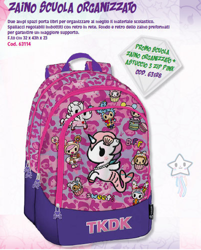 SCHOOLPACK ZAINO TOKIDOKI ORGANIZZATO unicorno-sirena + ASTUCCIO COMPLETO 3  ZIP | eBay