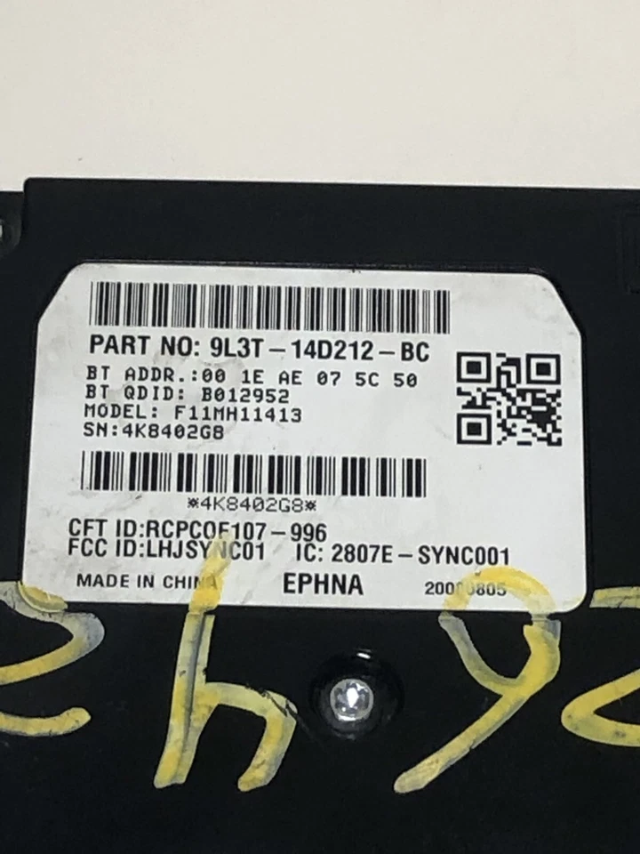 Ford Fusion Mustang 2009 módulo de control de sincronización de comunicación 9L3T-14D212-BC, OEM Foto 2 de 4