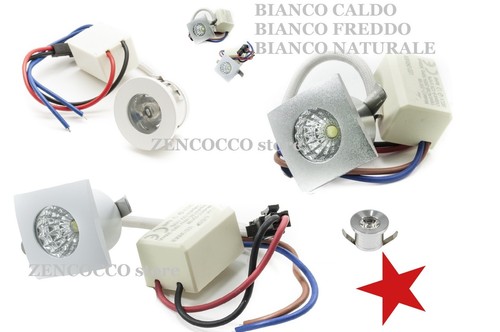FARETTO INCASSO LED 1W SEGNAPASSO PUNTOLUCE 220V TONDO o QUADRO ARGENTO o BIANCO - Foto 2 di 13