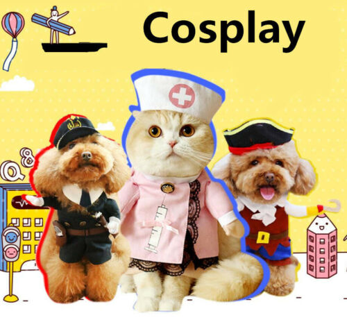 Pet Cat Dog Nurse Cosplay Clothes Halloween Puppy Costume Funny Coat Party Dress - Picture 1 of 23