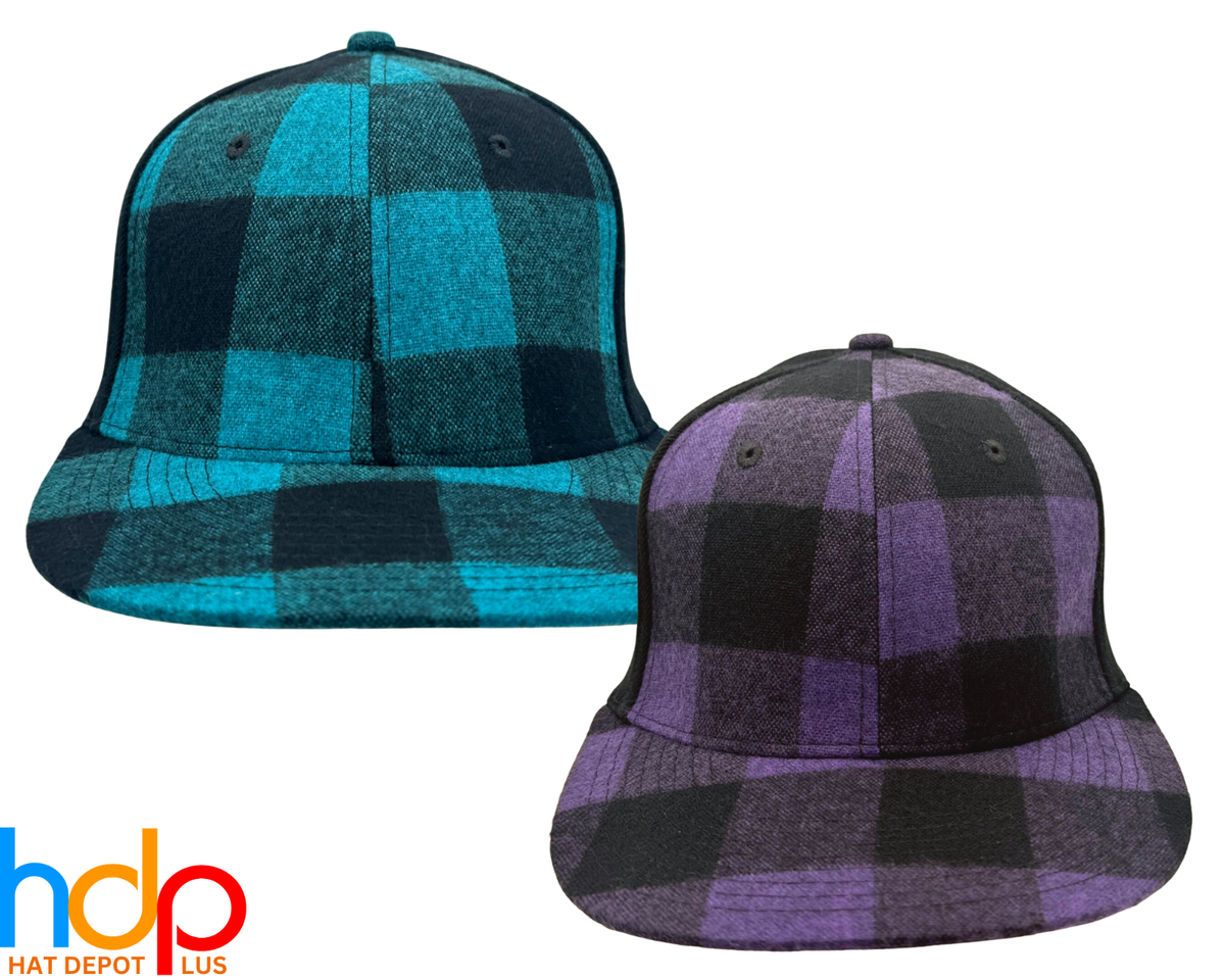 帽子 LAUG PLAID ORGANIC COTTON CAP (BLUE) Plaid Style Baseball Cap Flat Bill One Size Flex Fitting Spandex