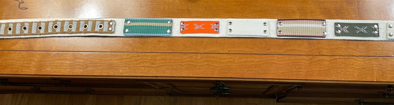 Woman’s Unique Cotton Belt With Multicolored Blocks And Leather Trim