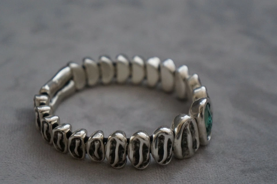 NUEVO CON ETIQUETAS Uno De 50 Plata Elementos Como Nuevos Cristal REPTIL Pulsera Elástica 7"-10" Foto 4 de 4