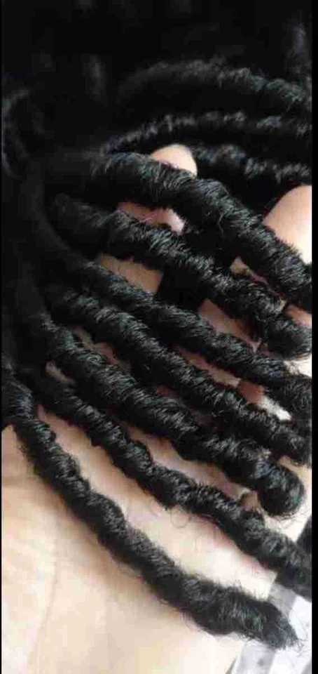 Short Afro Curly Dreadlock Toupee for Men Human Hair Black African American Wigs - Image 4 of 4