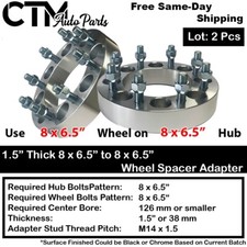 2x 1.5 Thick 8x6.5 8x165.1 Wheel Adapter Spacer Fit 8lug Sierra Savana Yukon