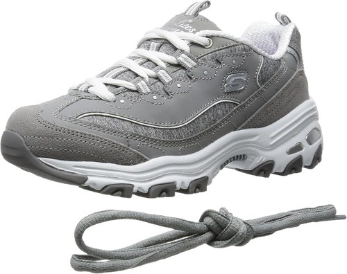 Skechers womens D'lites Me Time Wide Memory Foam Lace-up Sneaker 11 Wide, Grey - Picture 7 of 10