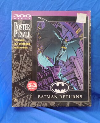 Golden BATMAN RETURNS Oversize Jigsaw Puzzle 300pc 2x3 Feet Vintage 1992
