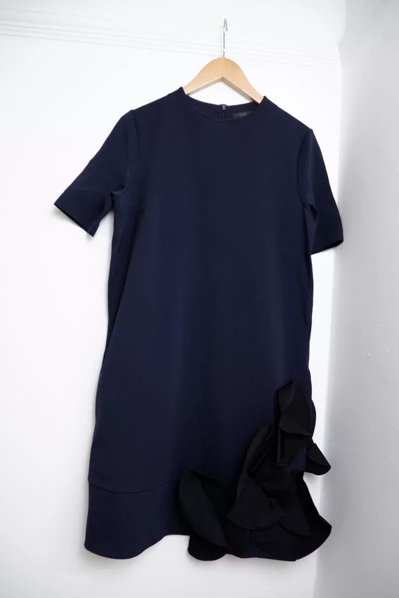 Cos Navy Blue Black Dress Size Small S Short Sleeve Women s VGC