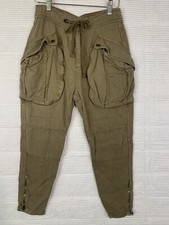 Free People Olive Cargo Drawstring Zip Leg Pants Size 0