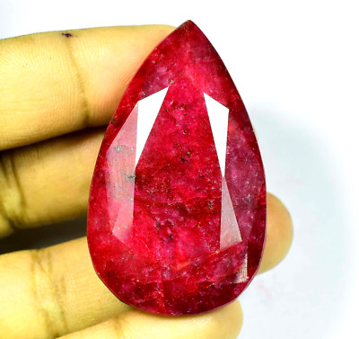 Huge Natural Blood Red Ruby 145.00 Ct Pear Certified Loose Gemstone
