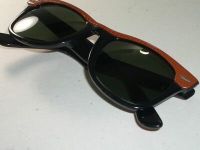 1980s B&L RAY BAN SPECIAL EDITION ORANGE/BLACK LEATHERS WAYFARER
