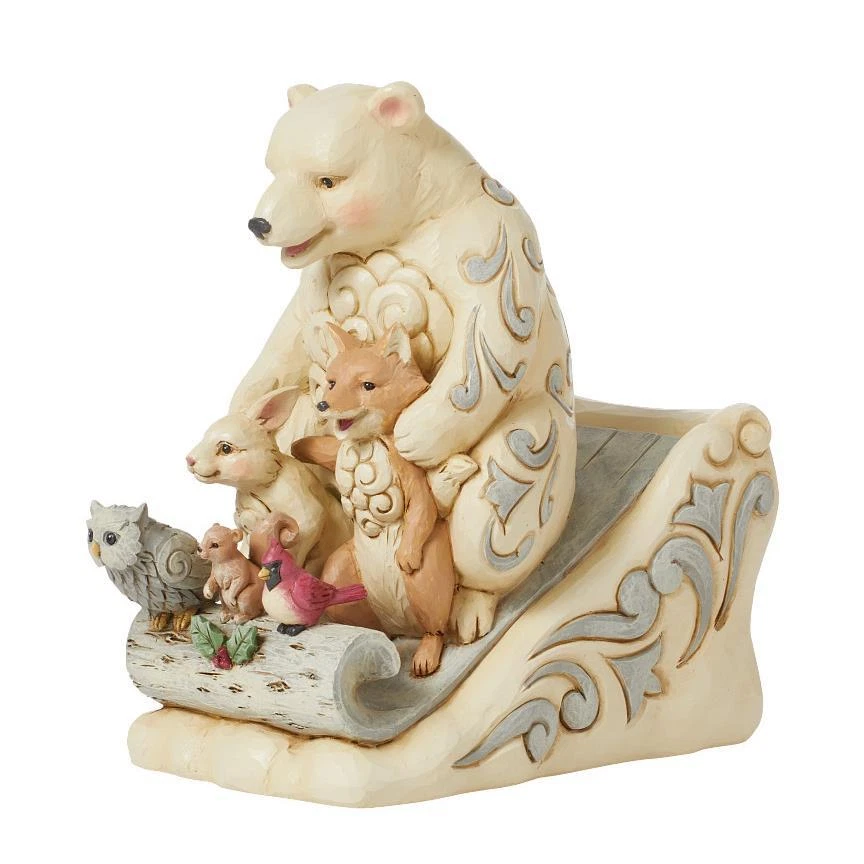 Jim Shore Heartwood Creek Animales del Bosque Blanco En Figura Tobogán 6015159 Foto 2 de 4