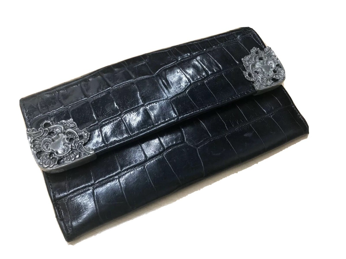 Vintage Glen Miller for Ann Turk Black Leather Croc Embossed 
