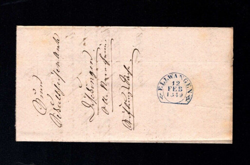 Württ. - "Ellwangen - February 12, 1849" Blue Bracket (a793)