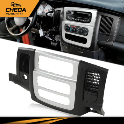 Fit For 2002-2005 Ram Center Dash Trim Bezel Radio Surround Panel Black/Silver