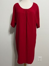 Talbots Petites Scoop Neck Shift Dress Red Wool-Blend Size 8P