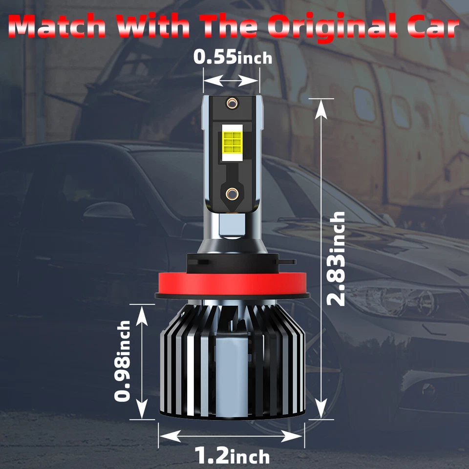 For Jeep Compass 2011-2017 H8/H9/H11 LED Headlight Bulbs Kit High/Low Beam - Image 2 of 4