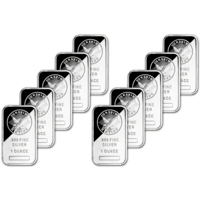 TEN (10) 1 oz Silver Bar - Sunshine Minting - .999 Fine - Sealed