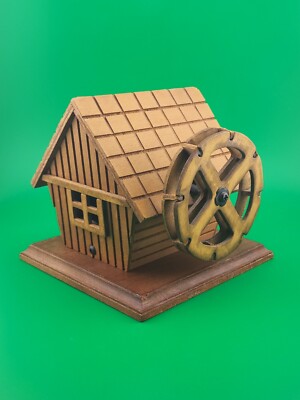 Country Mill Wooden Music Box Vintage Plays Down By The Old Mill Stream