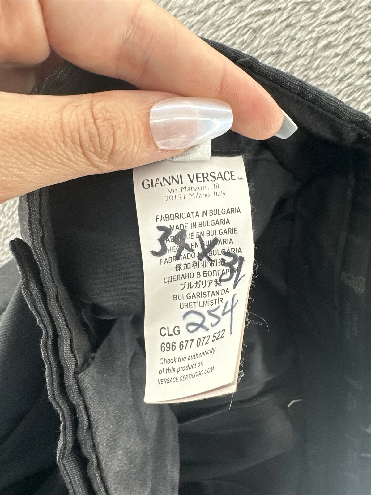 Gianni Versace Pantalone Uomo Tg 34x31 Abito Piatto Fronte Nero Spilla Rigato