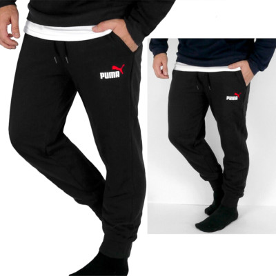 Puma Herren Logo Jogginghose Sweat Hose Trainingshose Warm Winter schwarz M-XXL