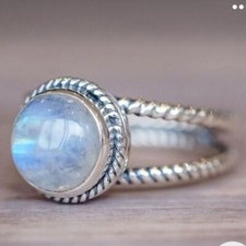 Natural Moonstone Gemstone 925 Sterling Silver Promise Ring Gift For Him C-883