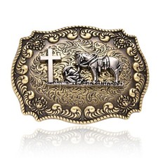 Western Cowboy Belt Buckle for Men, Prayer Horse Cross Religious Belt Buckle,...