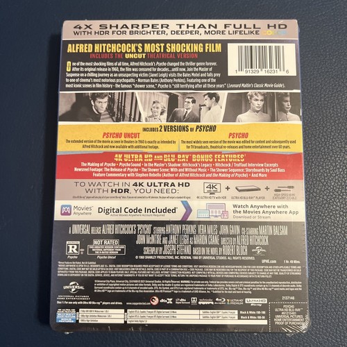 PSYCHO Steelbook (4K ULTRA HD, Blu-ray, Digital Code, 1960) Read Description - Picture 2 of 2