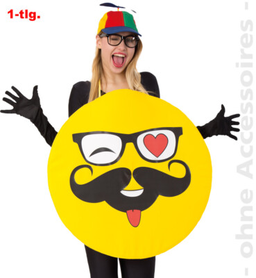Emoji Smily Hipster Kostüm Universalgröße