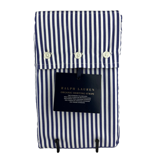 Ralph Lauren QUEEN Organic Shirting Stripe Duvet Cover Set PillowcasesWhite Navy - Picture 11 of 19