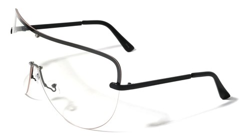Oversize XL Huge Big Rimless Shield Black Brown Pink Blue Metal Frame Sunglasses - Afbeelding 7 van 35