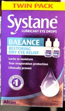 Systane Balance Lubricant Eye Drops TWIN PACK 2- 10mL Bottles EXP: 04/2026
