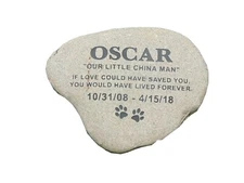 pet memorial grave marker -13" personalized - custom engraved - river rocks